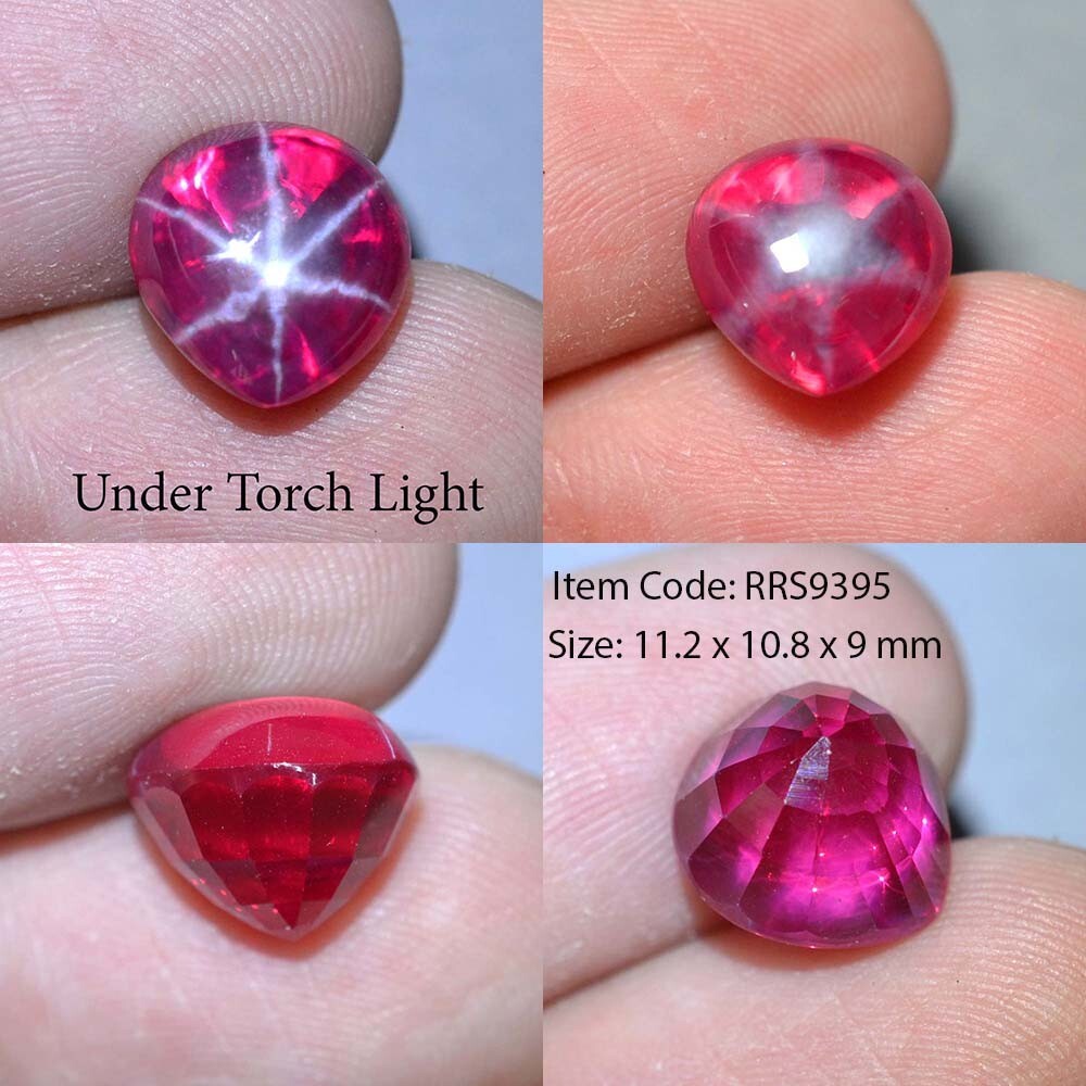 9.20 Ct 11.2×10.8 mm Pear Red Ruby Star Sapphire 6 Rays Lab Corundum VDO RRS9395
