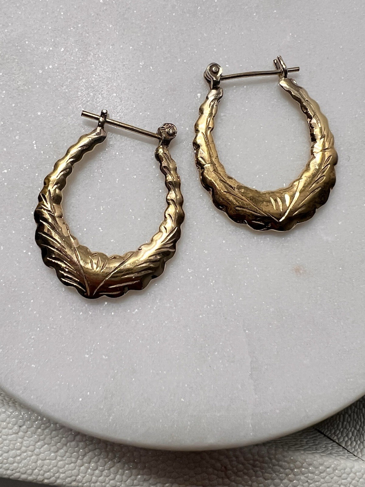 12k GF Antique Earrings Diamond Cut With Stamp over sterling silver