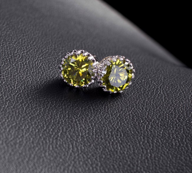 6/8/10mm Men Women Sterling Silver Post Stud Crown Cubic Zirconia Earrings Gift