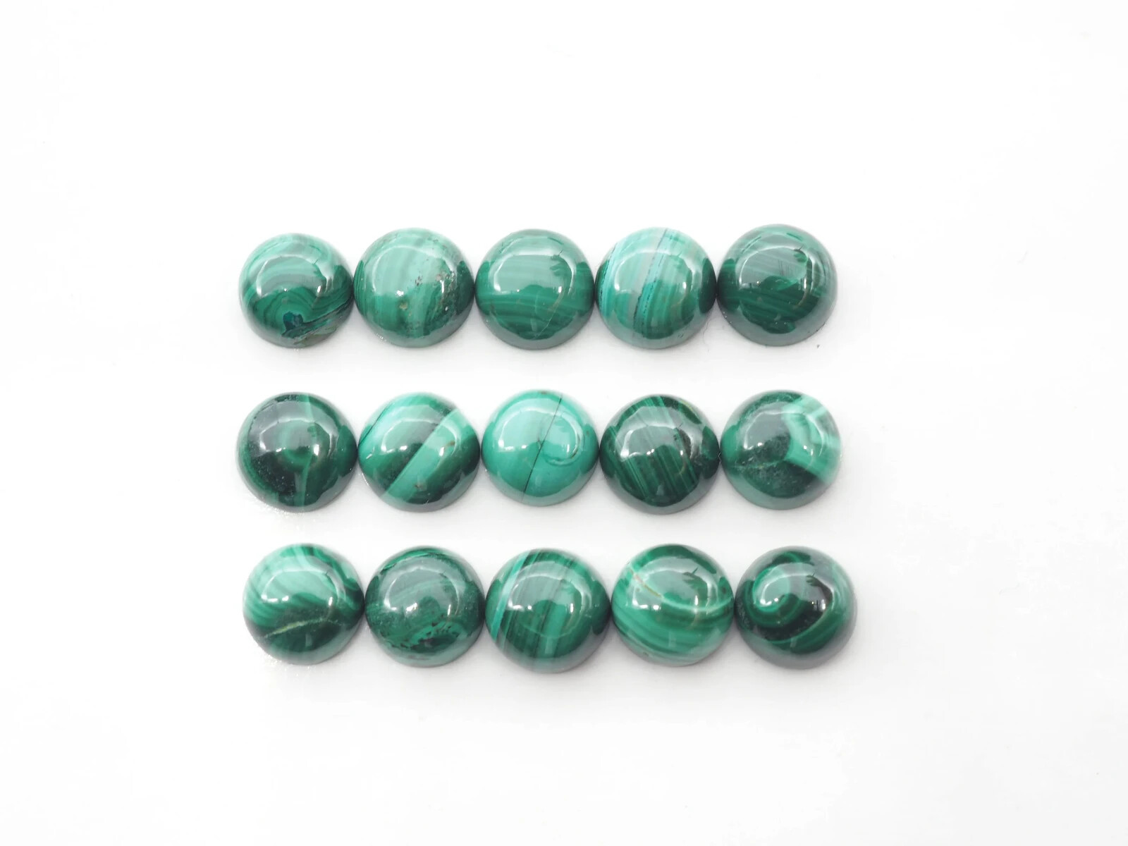 Malachite Round Cabs 6mm Approximately 18.40 Carat , 15 pieces (GTG-M-04)