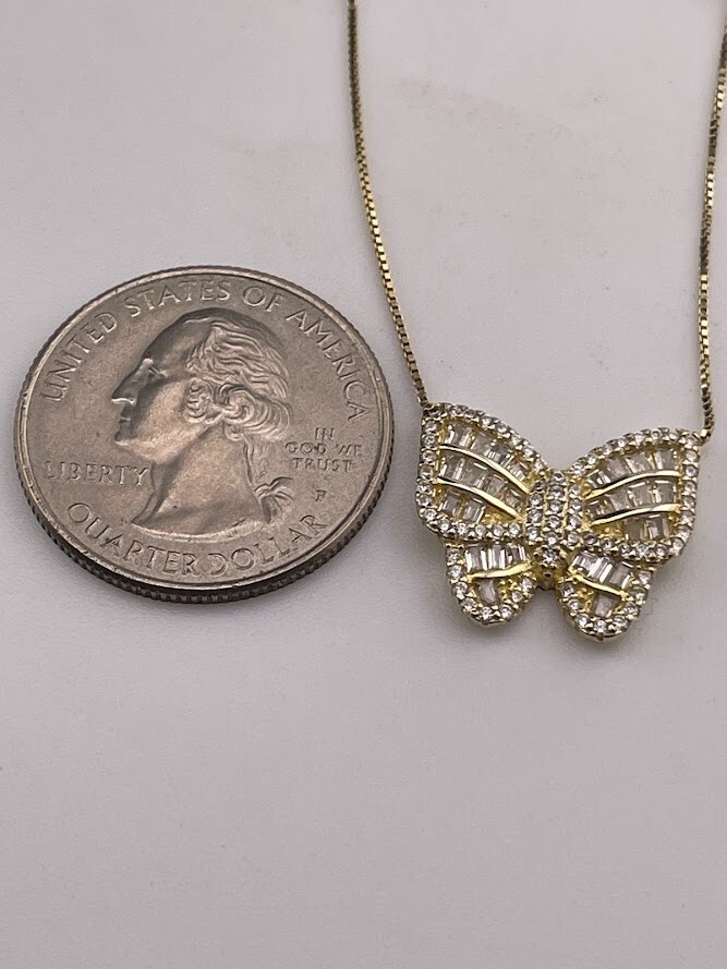 FUZION CREATIONS GOLD OVER 925 STERLING SILVER BUTTERFLY NECKLACE 20″ 2628