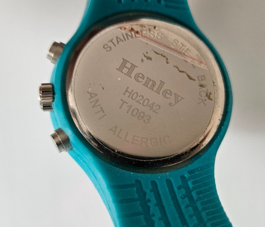 Henley Men’s Sports Watch Turquoise H02042.6, SIlicone Strap, Splash-proof, EXC