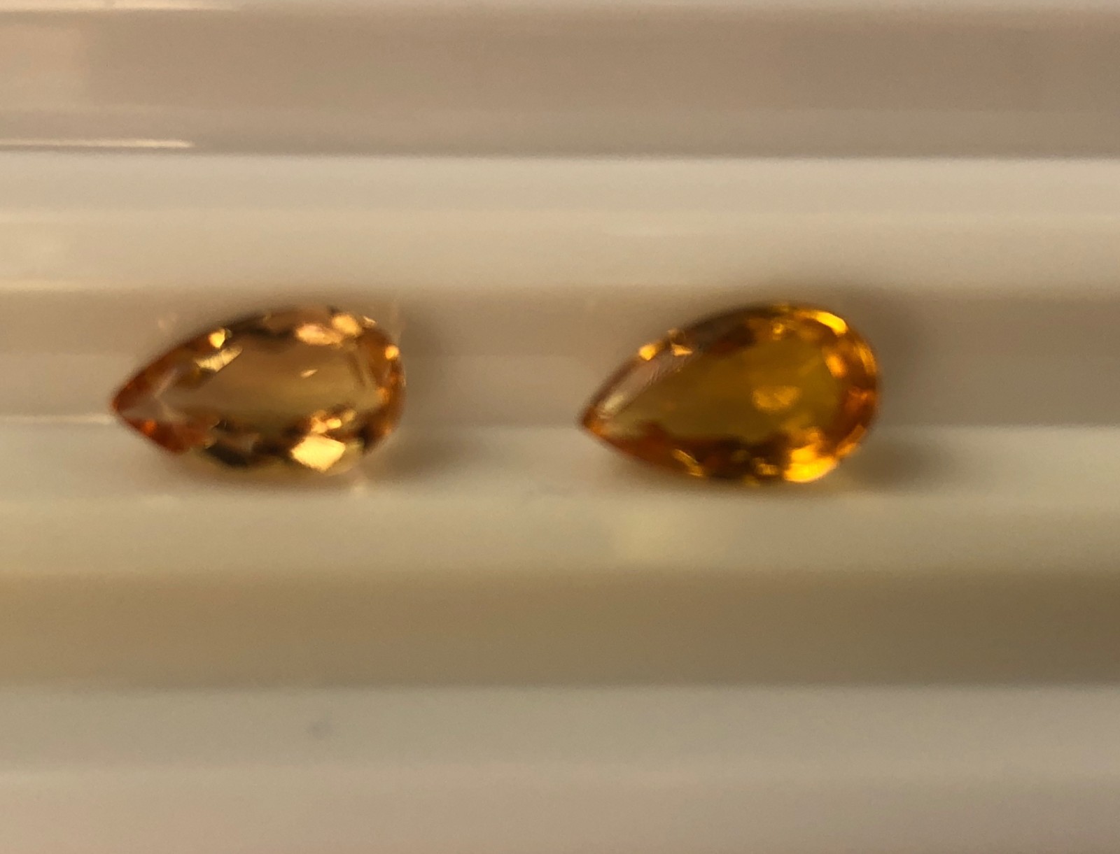 Imperial Topaz Pair 3.30 Ct Total Clarity IF Pear Cut Natural Golden Brazil I098