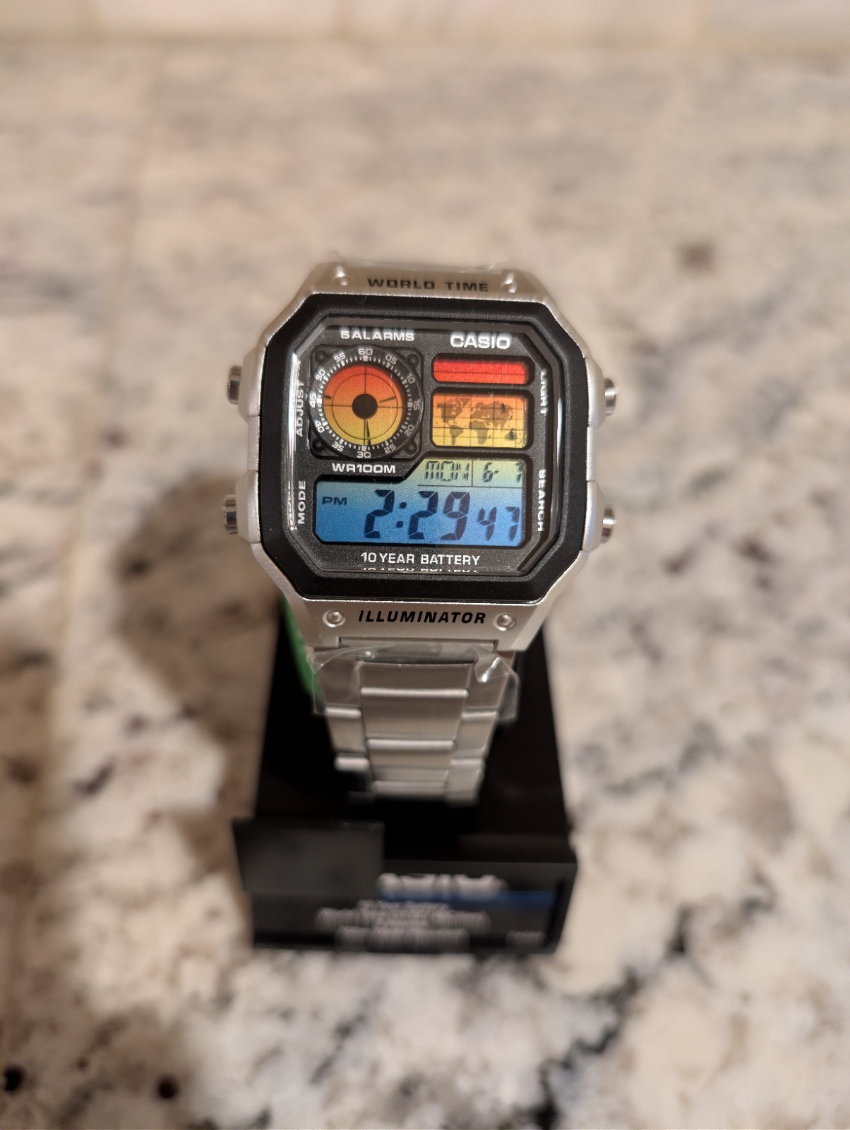 CASIO AE-1200WHD 1-A. Ocean Sunset Mod Casio Royale World time watch Gradient