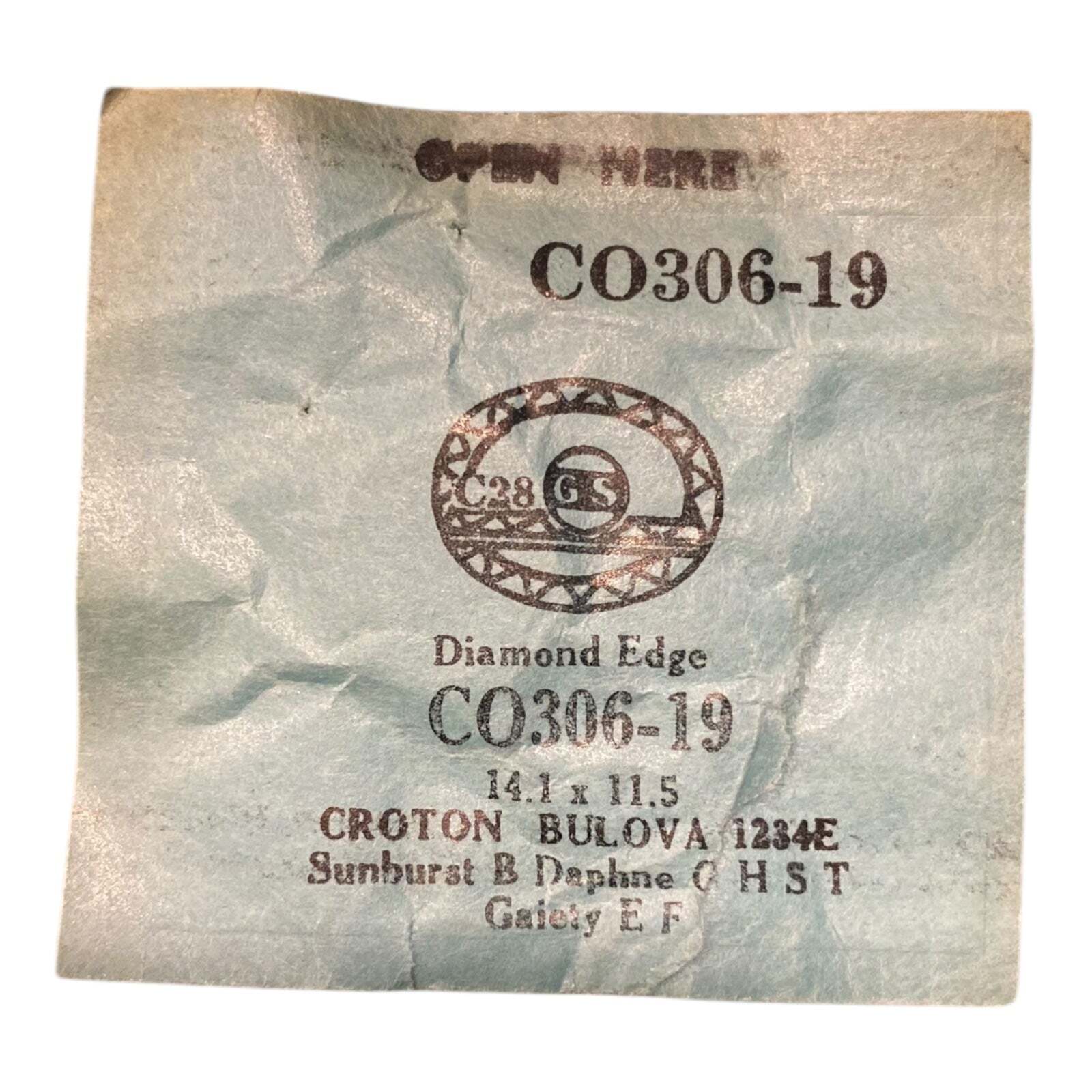 Germanow-Simon Mach (GS) CO306-19 Watch Crystal 14.1×11.5 NOS Part Flexo Bulova