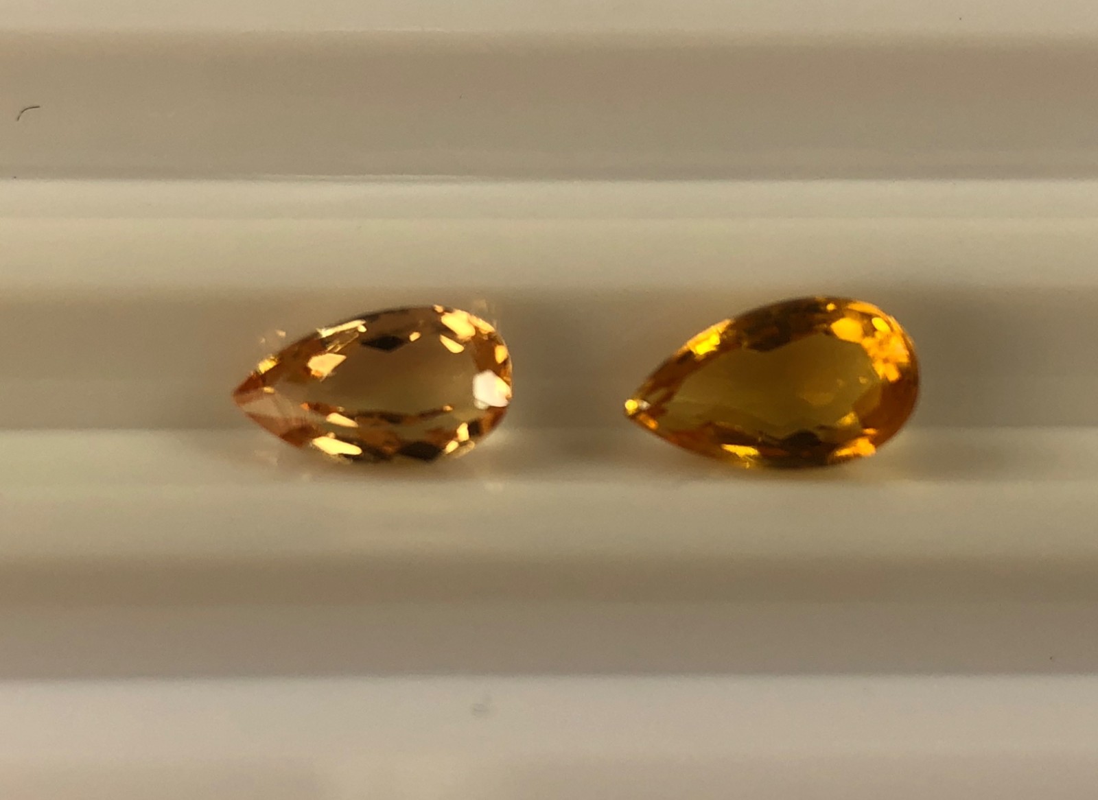 Imperial Topaz Pair 3.30 Ct Total Clarity IF Pear Cut Natural Golden Brazil I098
