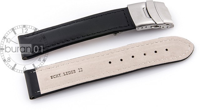 WATCH STRAP – WATCH BRACELET faltschließe – leather, smooth – black
