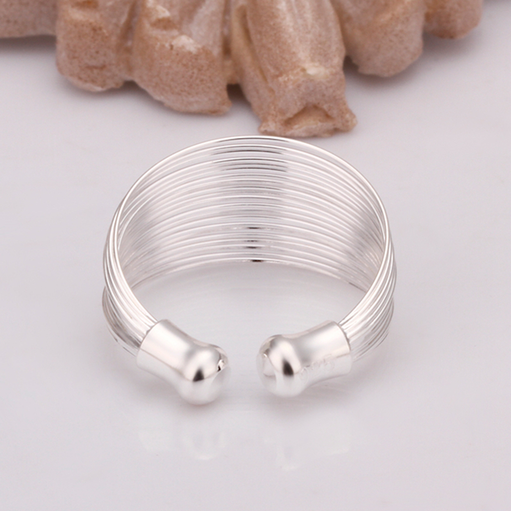 925 Sterling Silver Stone Plain Bangle Band Ring Size 8 B146