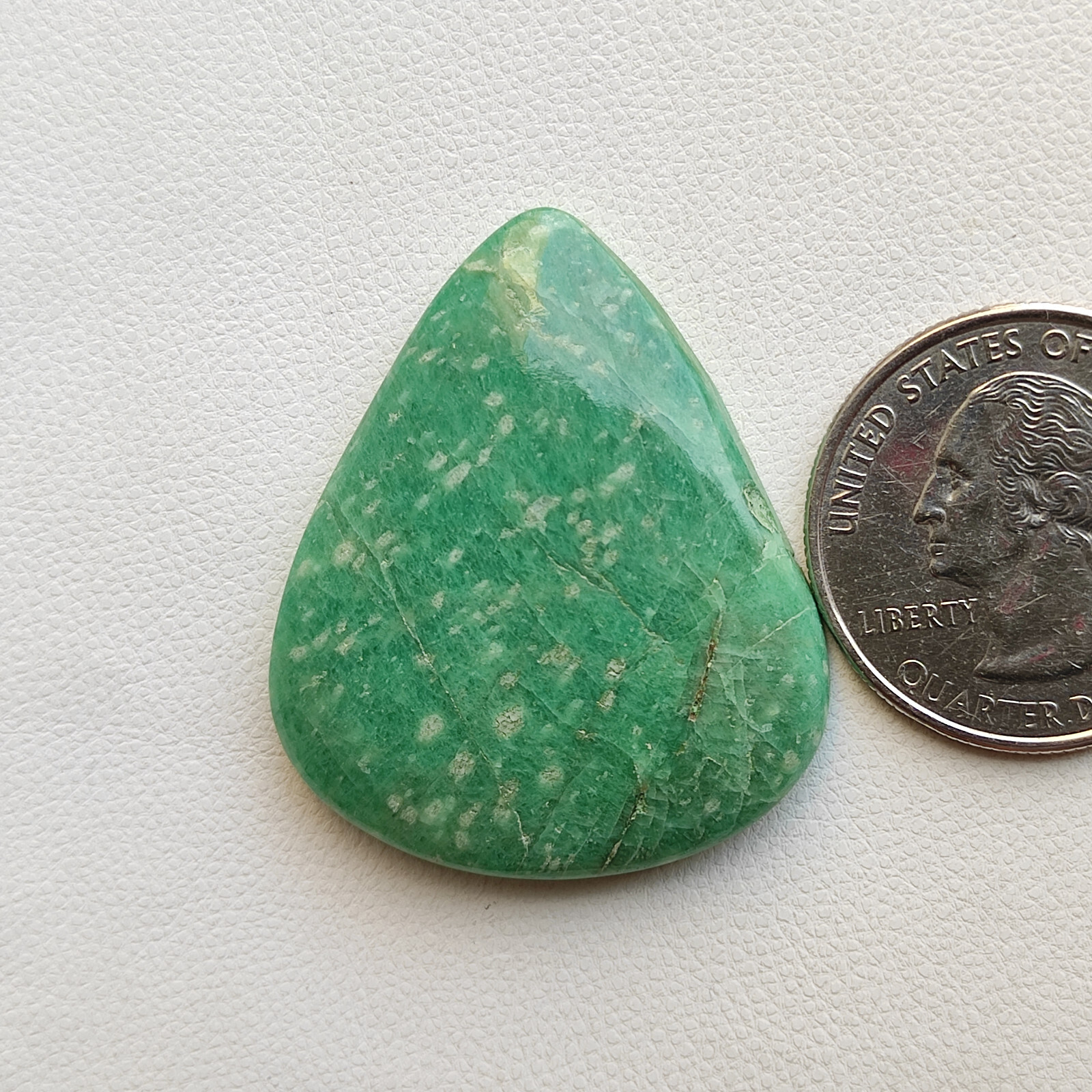 Green white amazonite flatback cabochon Designer amazonite loose gemstone C5273