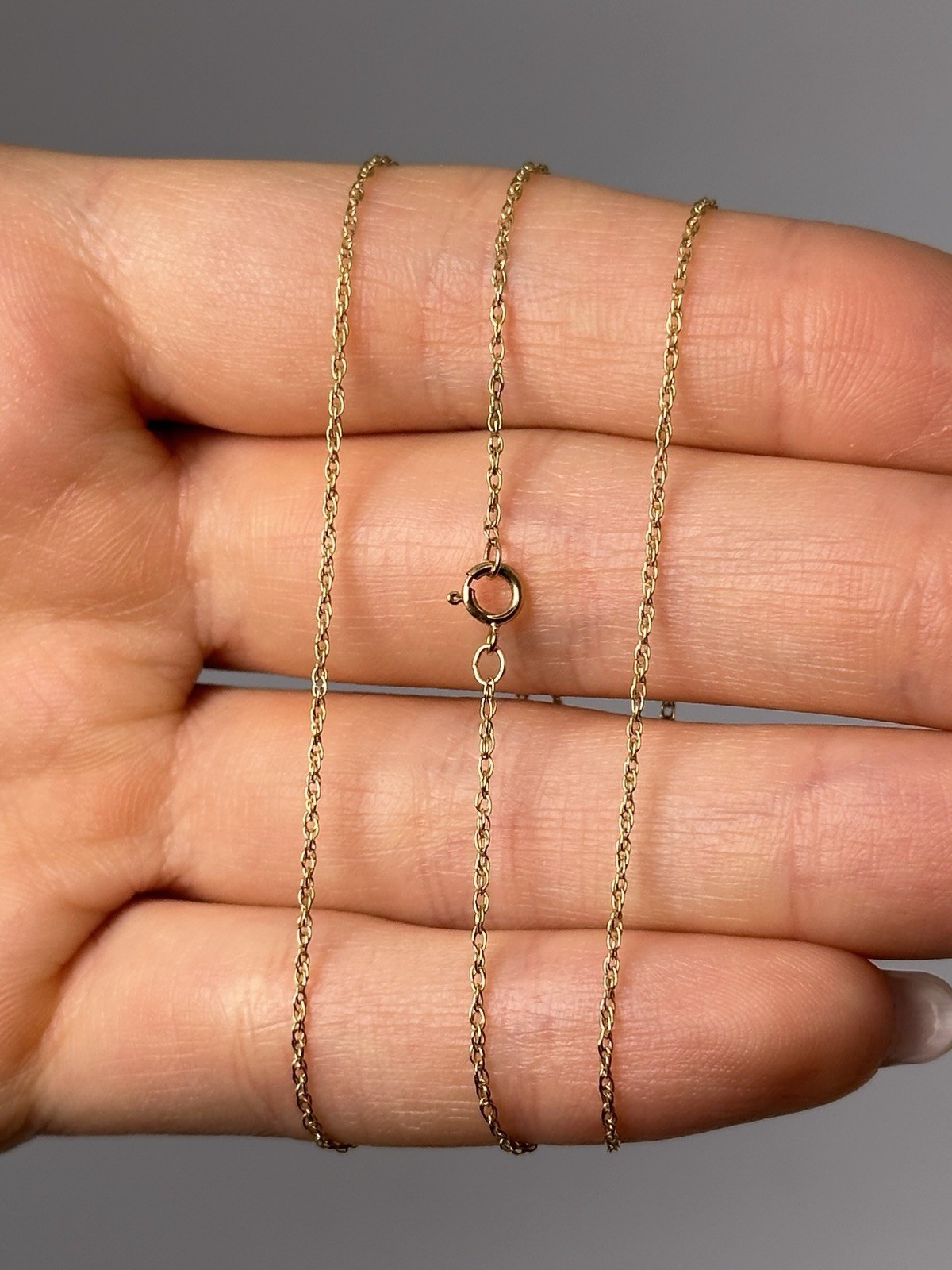 14K Yellow Gold Rope Link Chain Necklace, 18”, 0.8 g, 1 mm