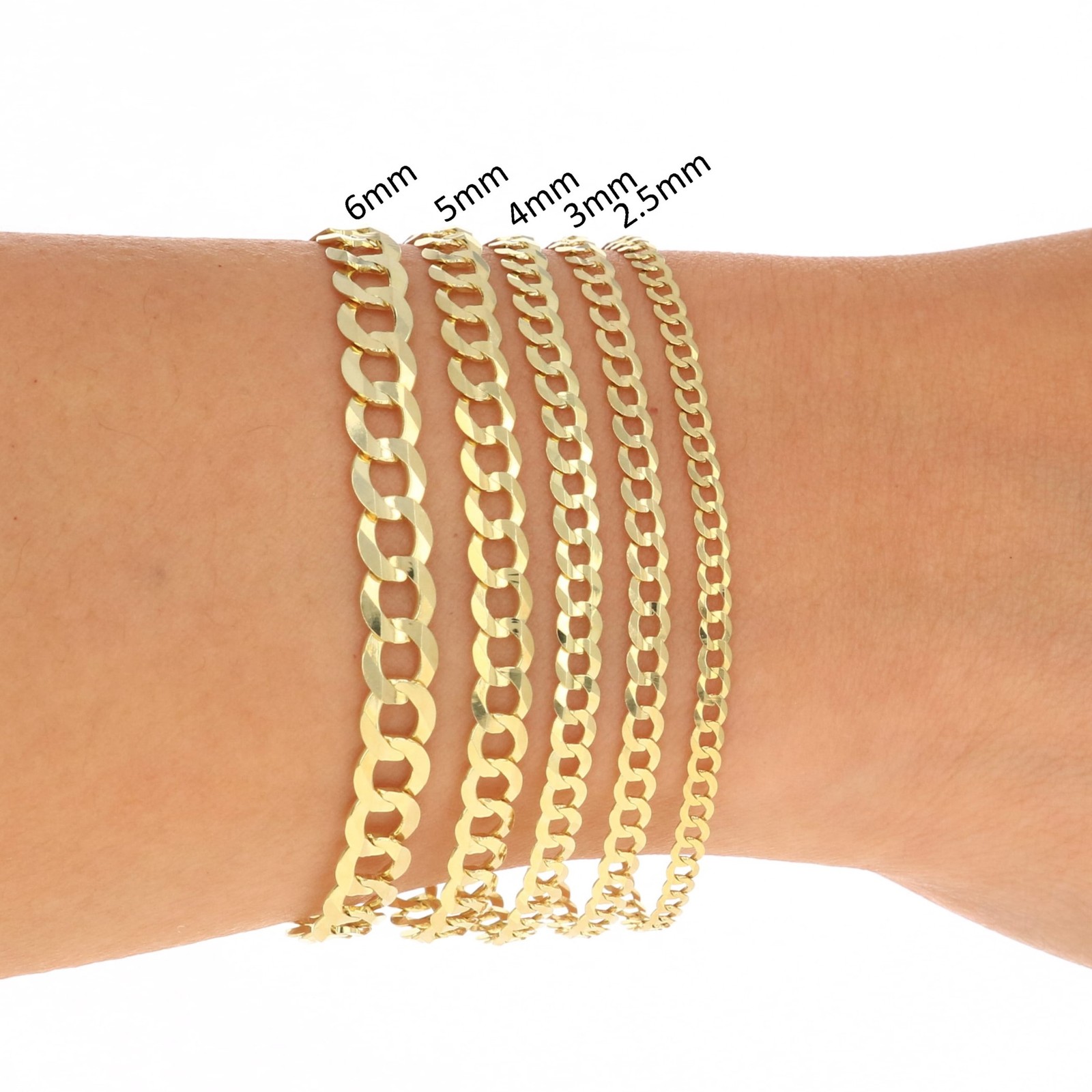 14K Yellow Gold Solid 2.5mm-12mm Cuban Curb Chain Link Bracelet Men Women 7″- 9″