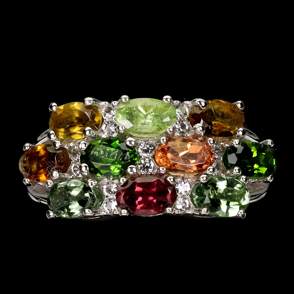 Valentine 925 Silver Ring Oval Tourmaline Topaz Natural Gemstone jewelry Size 7