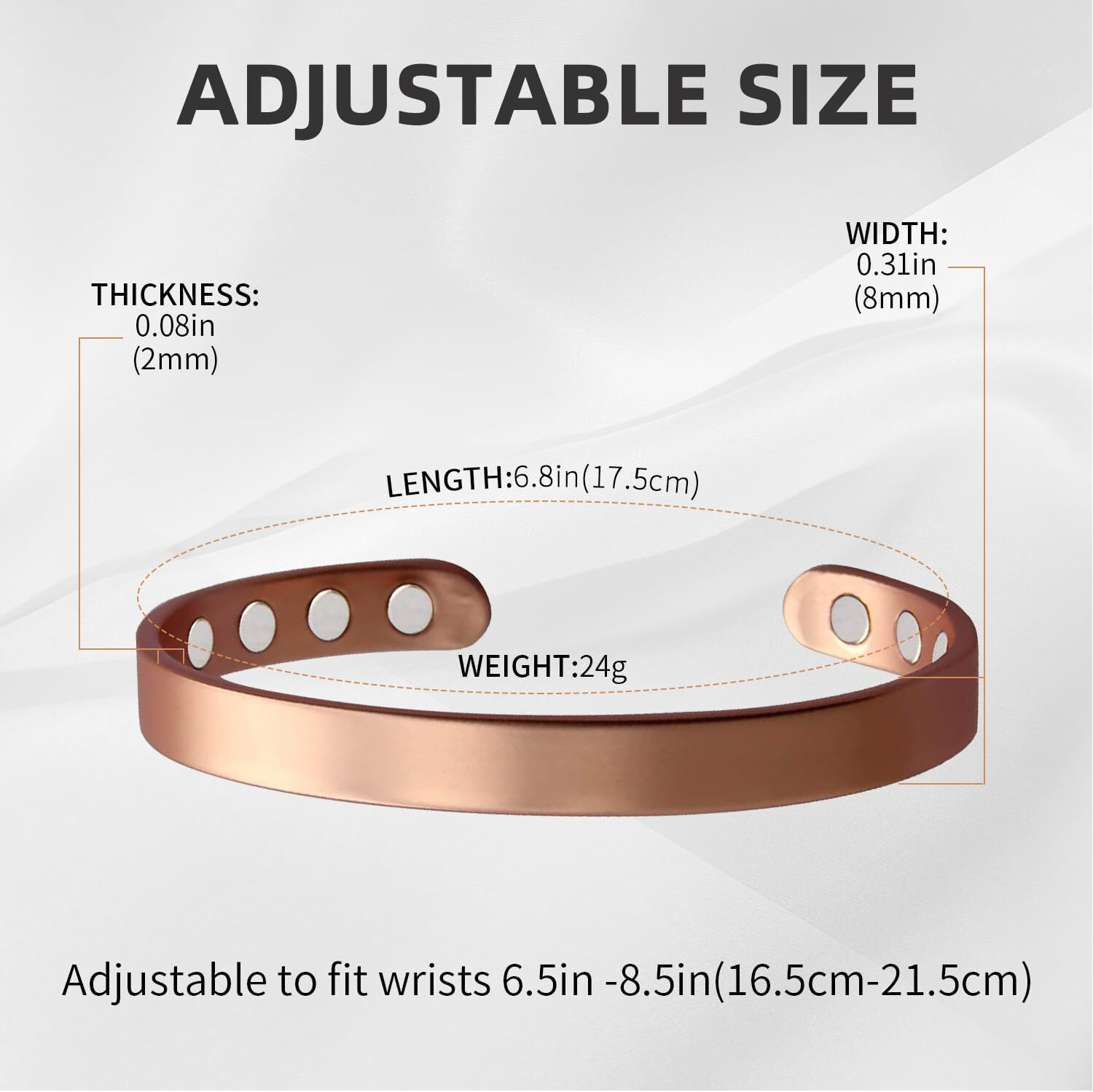 Copper Bracelet for Men and Women, 99.9% Pure Copper Magnetic Bangle Xmas Gift