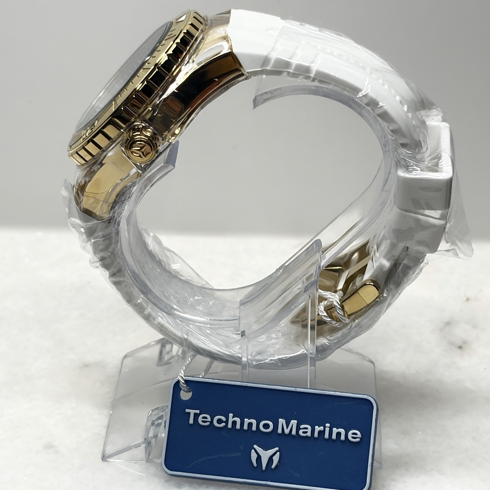 TechnoMarine Cruise Monogram Men’s 46mm Gold Black Dial White Strap TM-122013