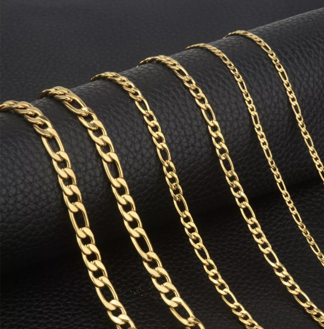 18k Gold Filled Stainless Steel Figaro Cuban Curb Chain 8- 24 Necklace 3-7mm Men