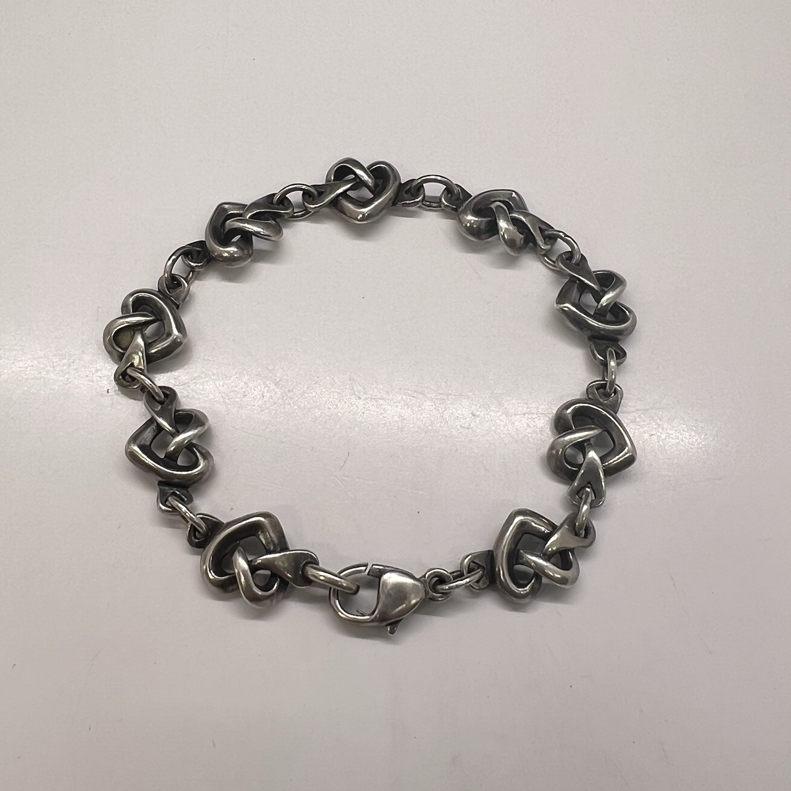 Retired James Avery Sterling Silver Open Heart Love Knot 6.5” Bracelet