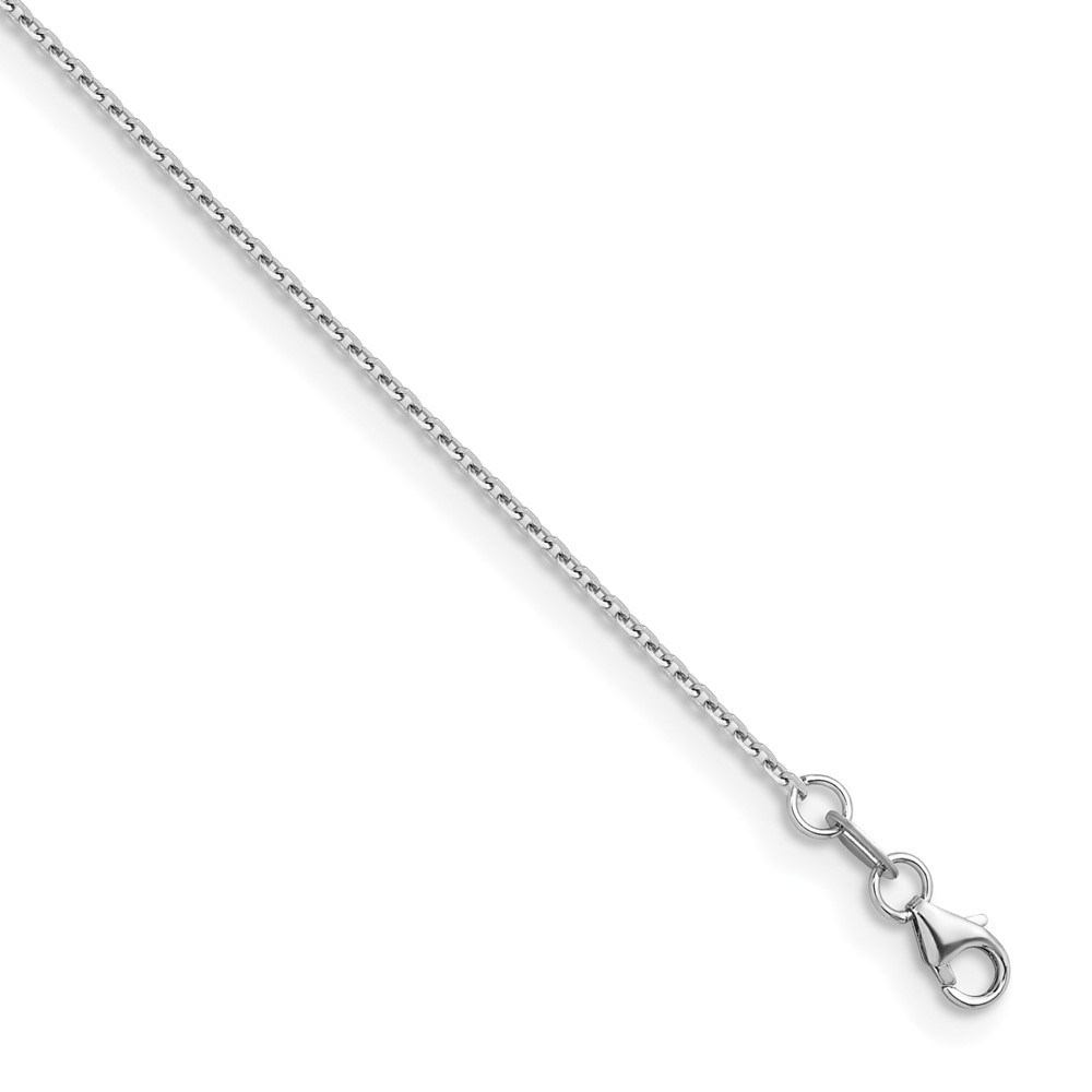 18K White Gold Polished & Diamond-cut 1.3mm Solid Flat Cable Chain Necklace 18″