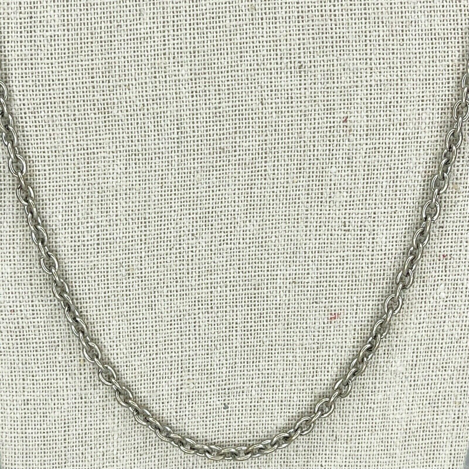 Silver Tone Plain Basic Simple Chain Link Necklace