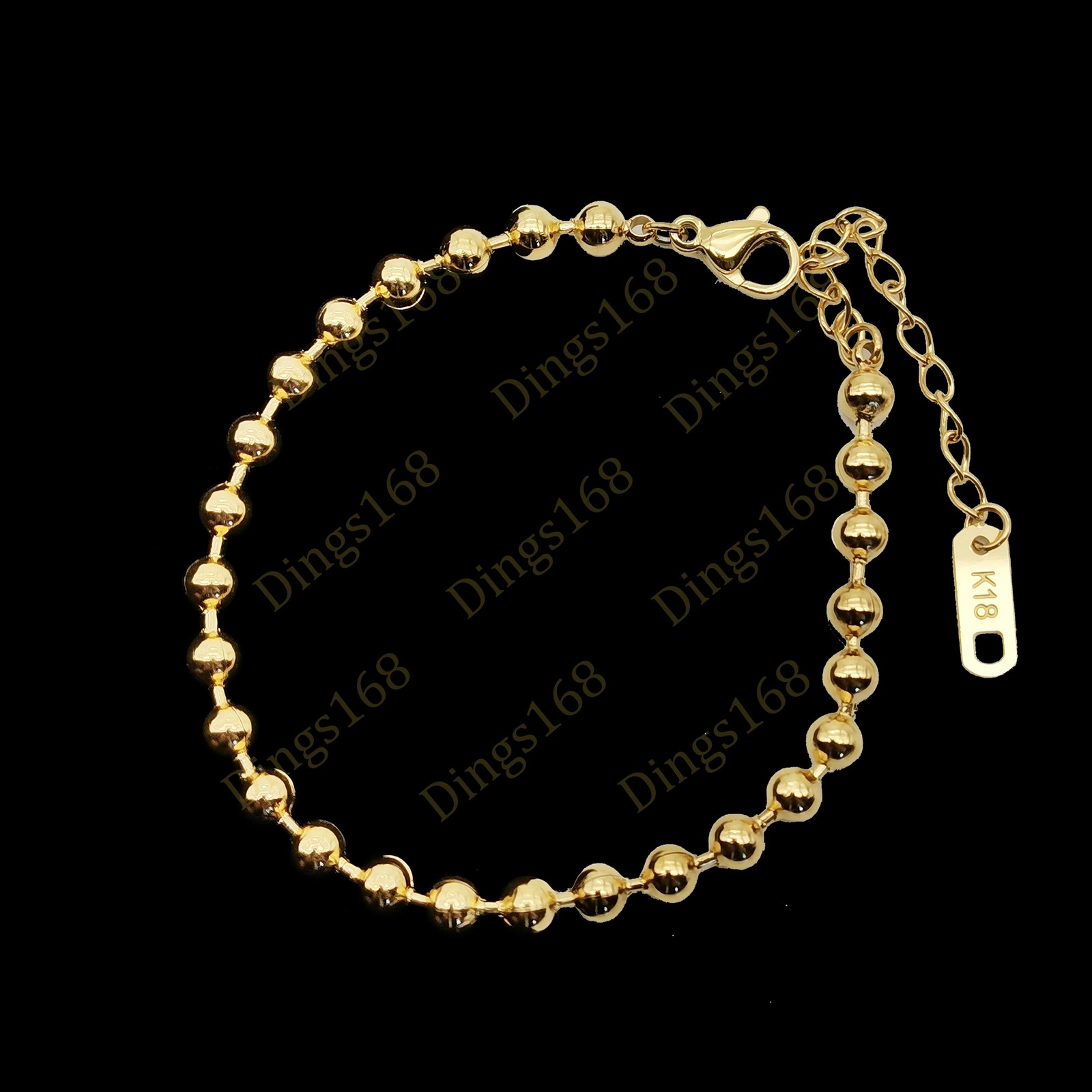 18K Yellow Gold Filled Nickel/Lead-Free 4mm Bead Chain Anklet 8″+2″ extender