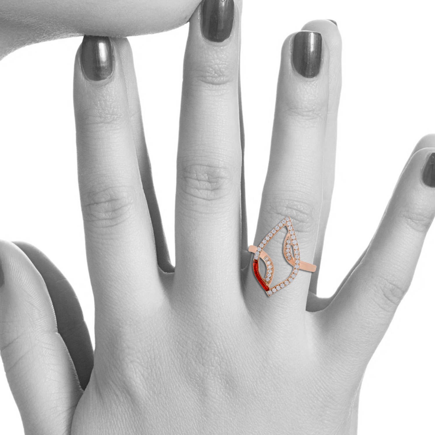 Antique Jewellery Ring Natural Diamond Cocktail Ring 14k Rose Gold Jewelry