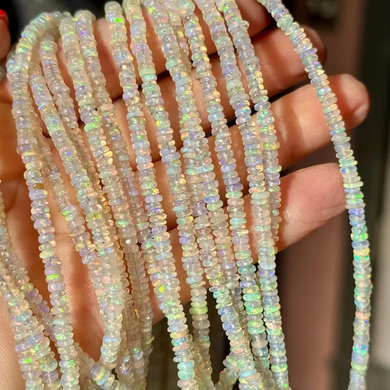 Ethiopian Opal Rondelles, 3mm to 4mm, Opal Beads, Opal Rondelles,