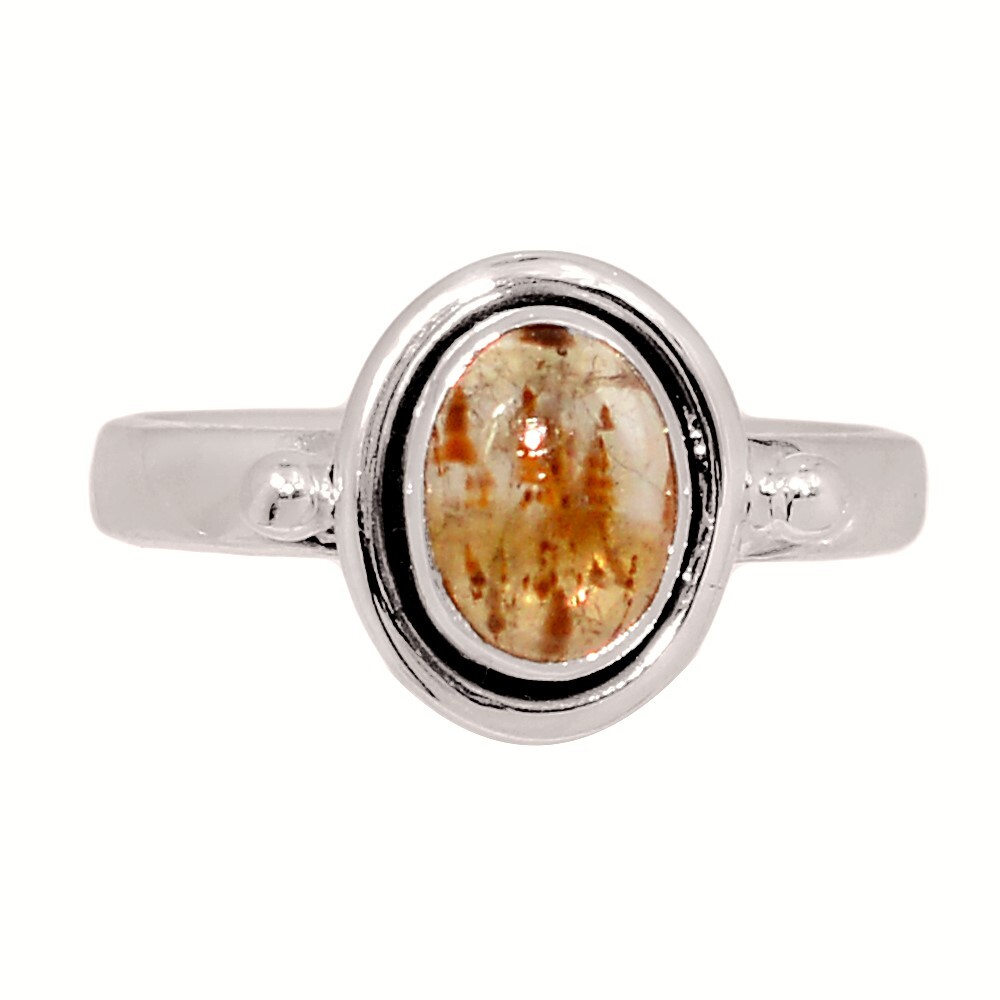 Natural Cacoxenite Super 7 Mineral Melody Stone 925 Silver Ring s.7.5 CR73928