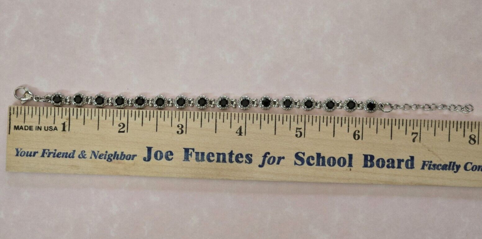 Black Spinel Tennis Bracelet in Surgical Stainless Steel (6.50-8.0) 4.75 ctw