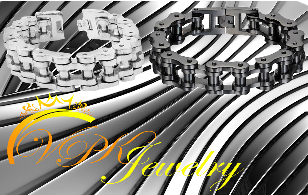 Black or Silver 8” 9″ 10” Stainless Steel Motorcycle Bike Biker Chain Bracelet