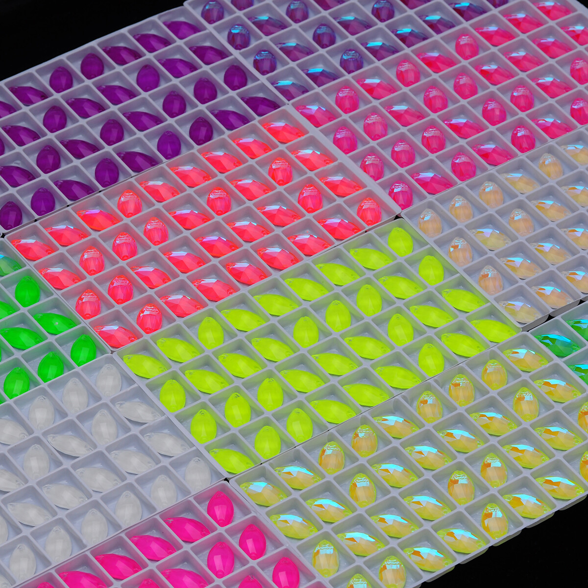 Navette Crystal Neon Sew On Rhinestones Fluorescence Mocha Sewing accessory