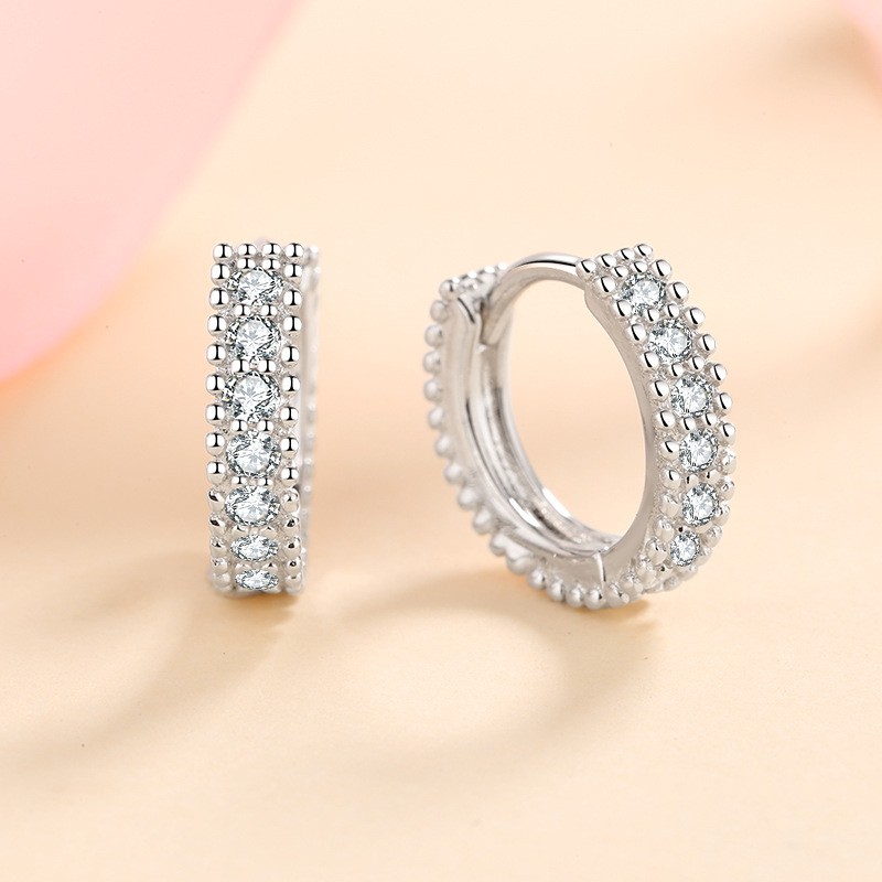 Women’s 925 Sterling Silver 0.14Ct VVS1 Moissanite Round Huggie Hoop Earrings