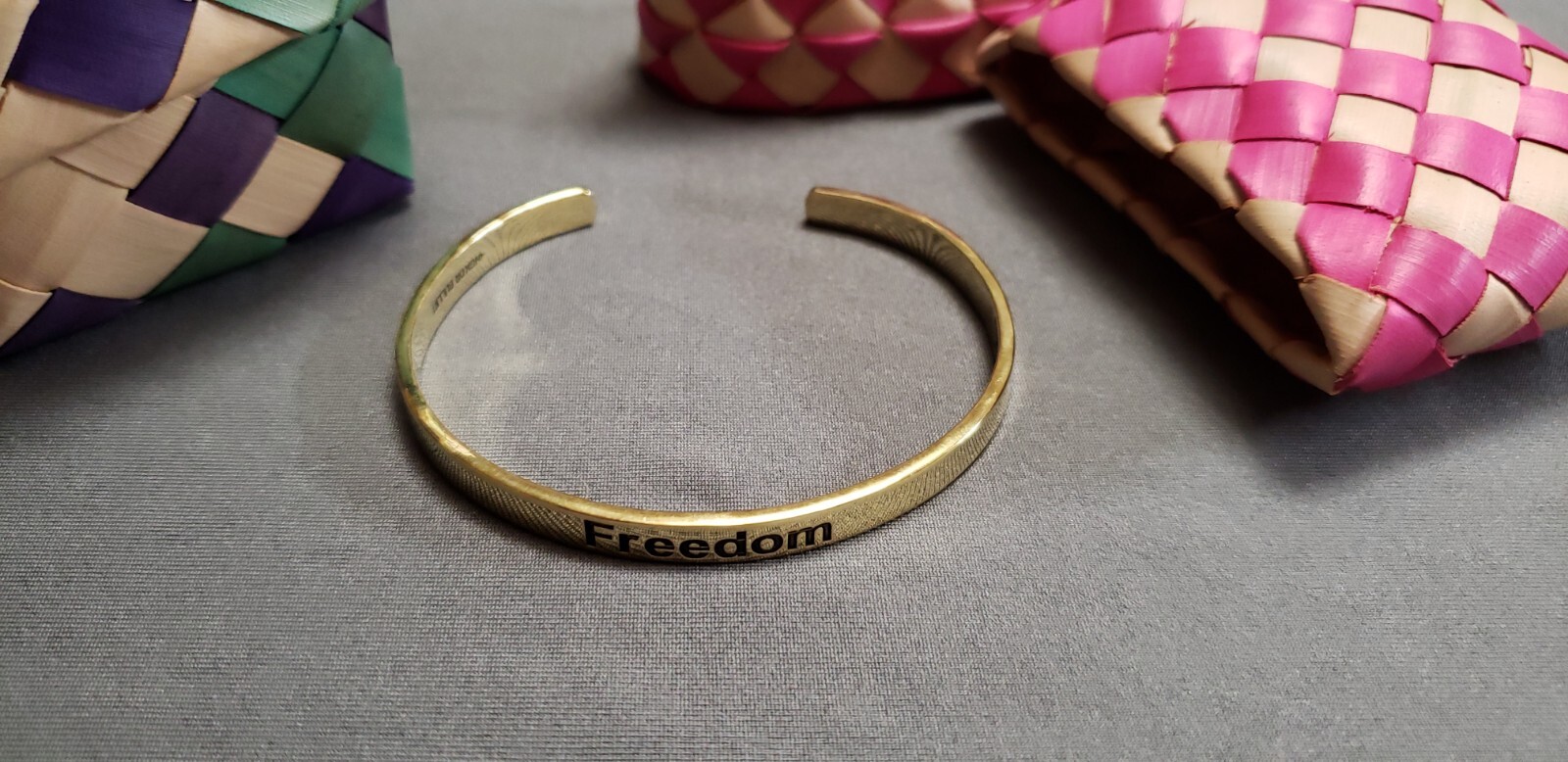Handmade Southeast Asia Cambodia Freedom bracelet brass jewelry.