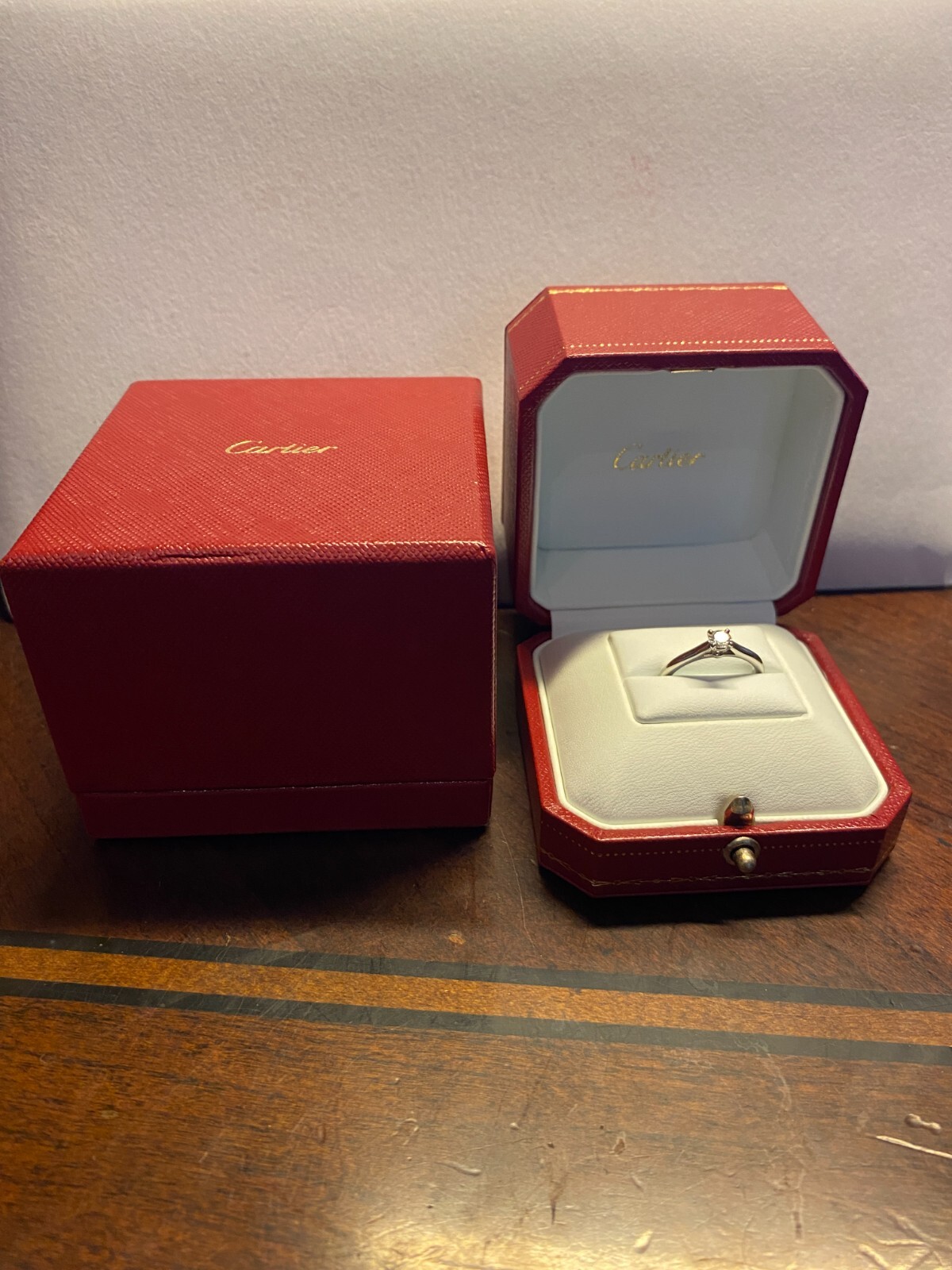 CARTIER 0.23ct Round Brilliant E – VVS1 Diamond Platinum Engagement Ring Size 5