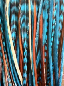 Indian Blue Remix 6-12 Feathers for Hair Extension Includes 2 Silicon Micro Bead