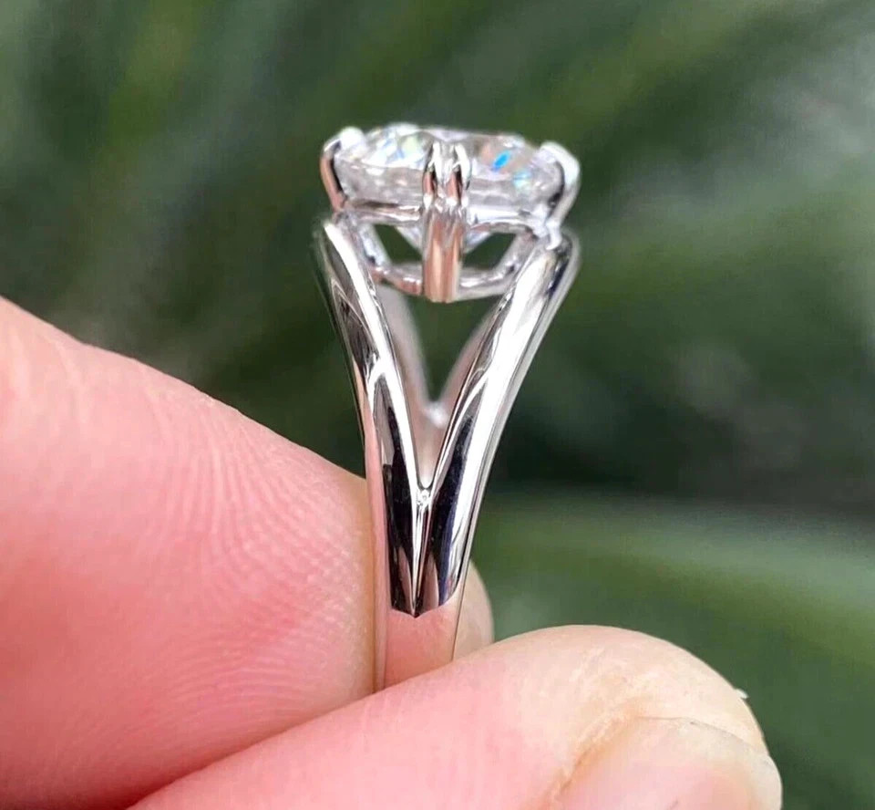 RARE Certified 3.00 Ct Ct White Treated Diamond Solitaire Ring In 925 Silver