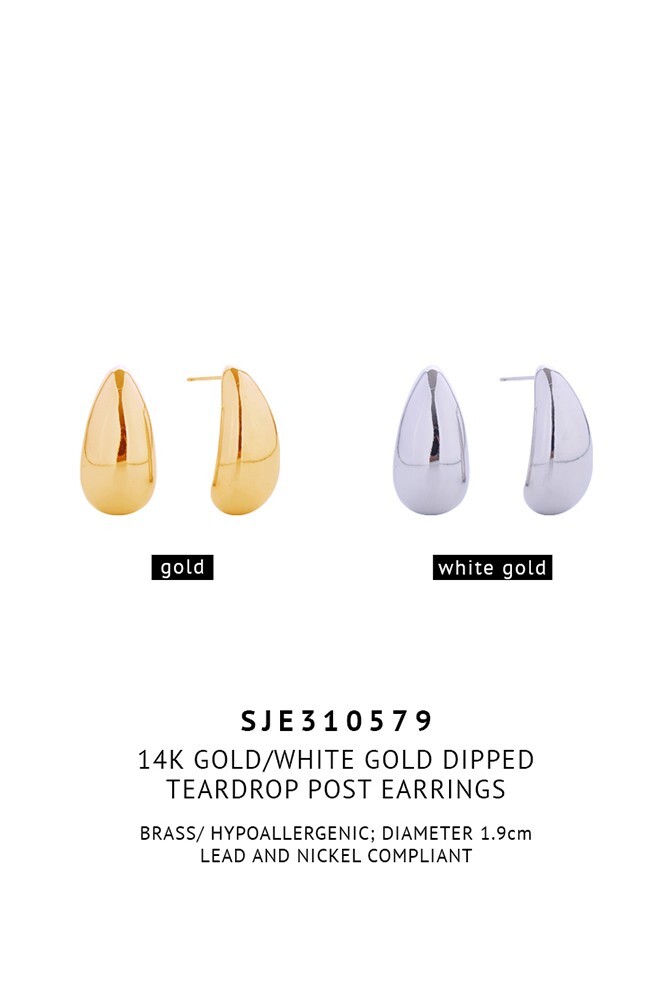 Do Everything in Love 14K Gold/White Gold Dipped Teardrop Post Earrings
