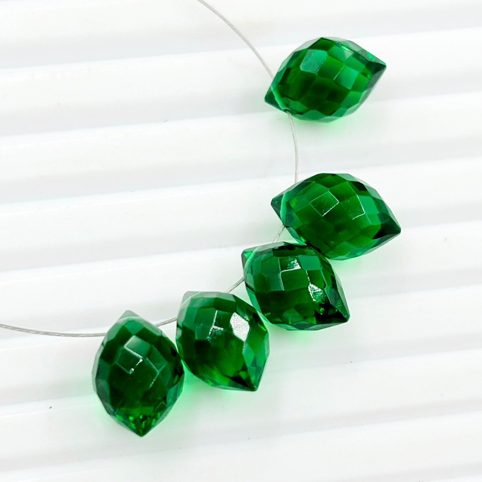 20 Pieces Faceted Emerald Hydro Quartz Side Drilled Gemstone -6x8mm-15x30mm