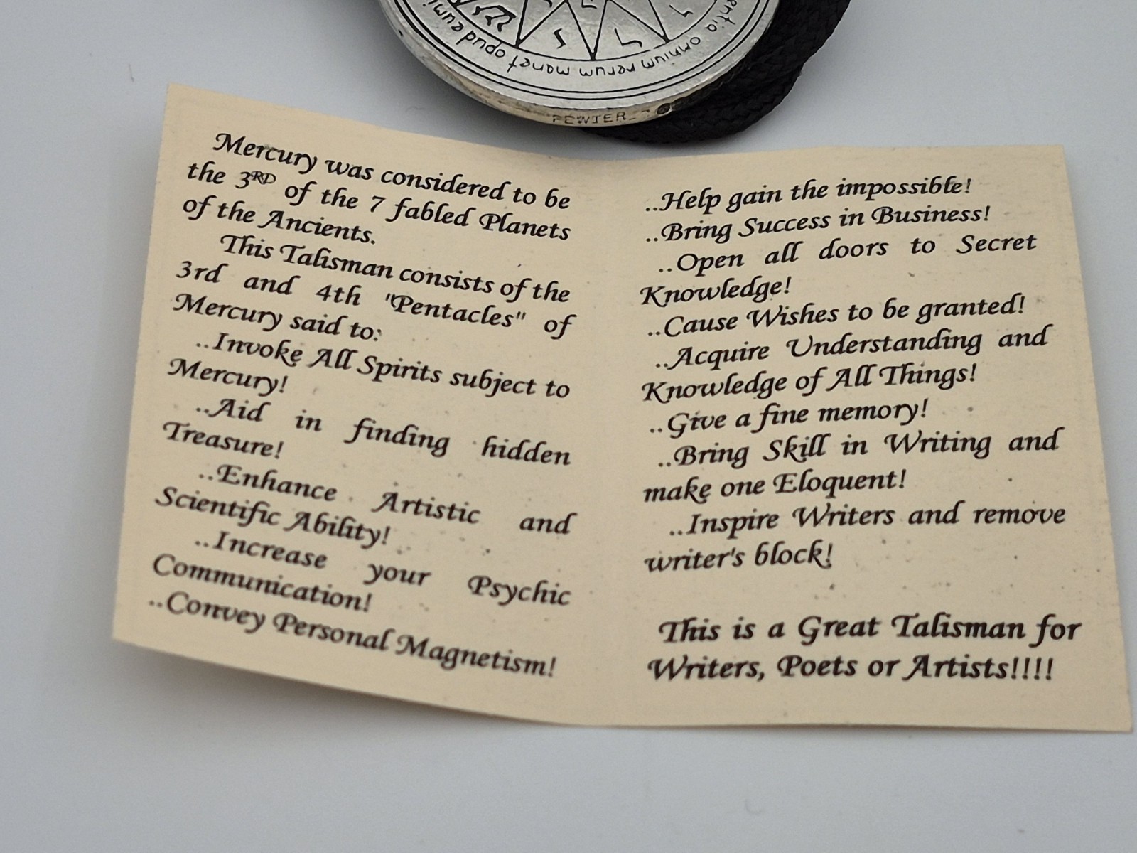 TALISMAN of MERCURY PENTACLE Solomon Seal of Magic Pendant Amulet Necklace