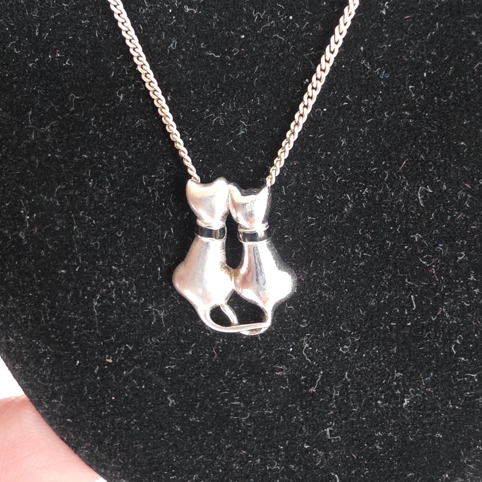 Two Cats Pendant Necklace – 925 Sterling Silver 18 To 20 Inches