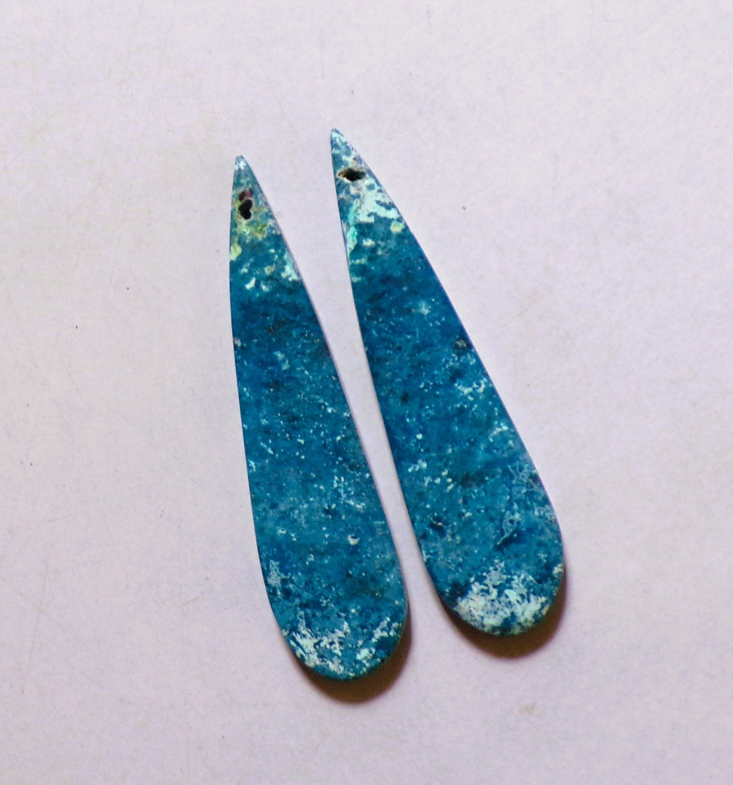 49.25 Cts Natural Shattuckite Drilled Cabochon Match Pair Gemstone 52X13.3MM 49