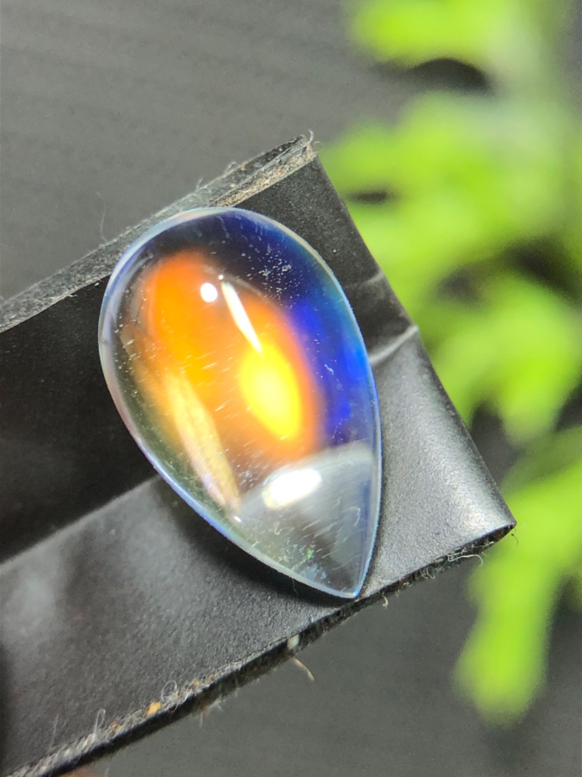 Natural Orange Blue Fire Madagascar Moonstone, 13×8 MM Pear Shape Cabochon Stone