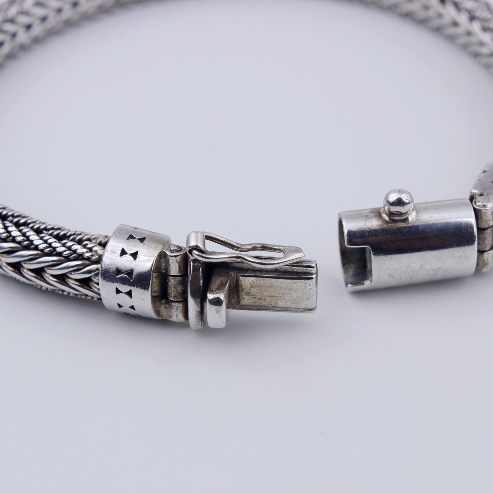 Women Men 925 Sterling Silver 7.6 mm Vintage Braided Chain Hand Bracelet 8.2″