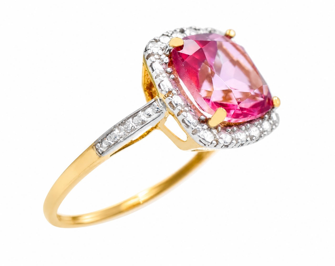 GENUINE 3.85 Cts PINK SAPPHIRE & DIAMONDS RING 10K GOLD – Free Appraisal