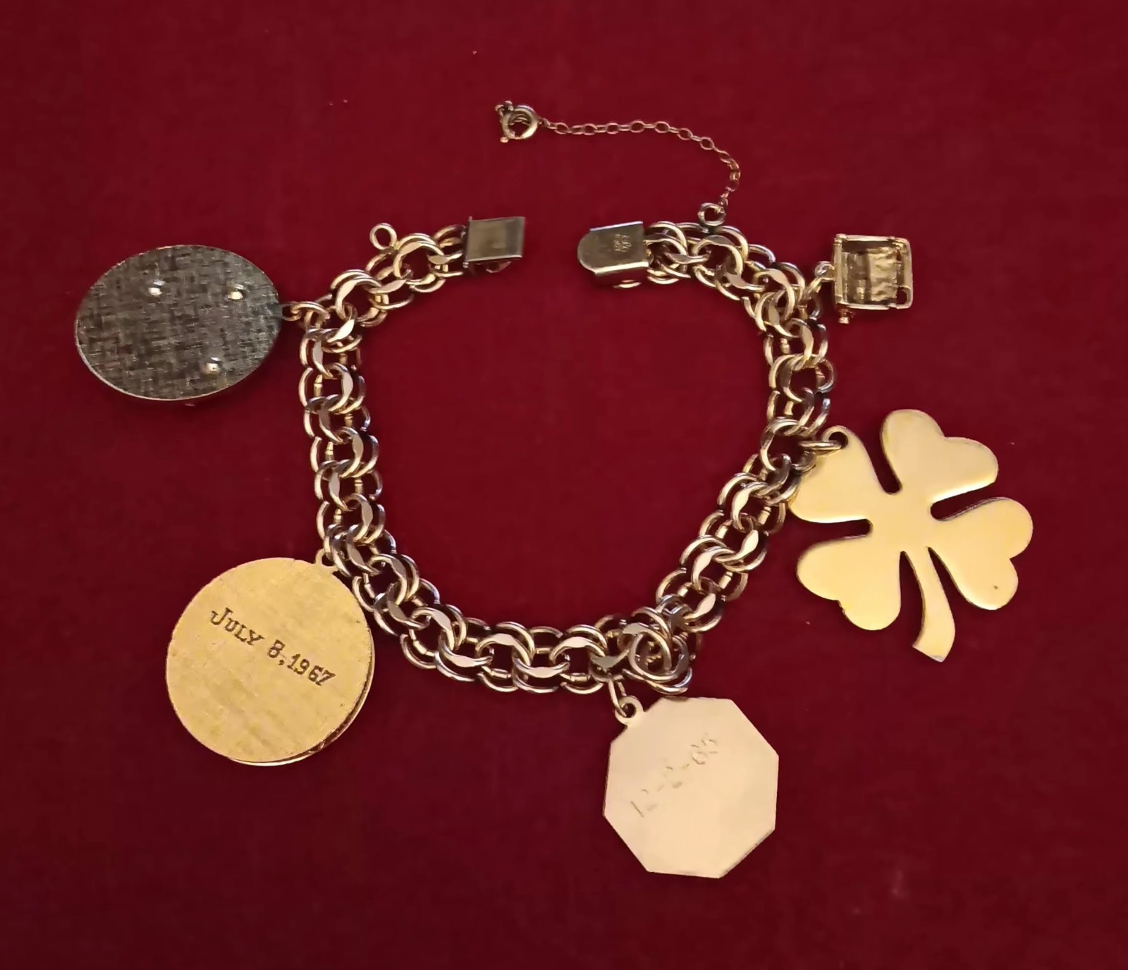 Vtg 1960s Elco 1/20 12kt Gold Filled Charm Bracelet 45g Poodle Wedding Birthday