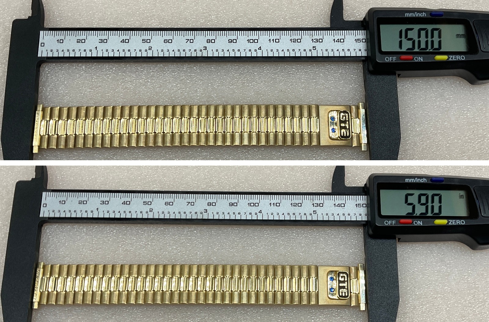 Vintage GTE 10k Gold Emblem Speidel Stretch Gold Tone Watch Band
