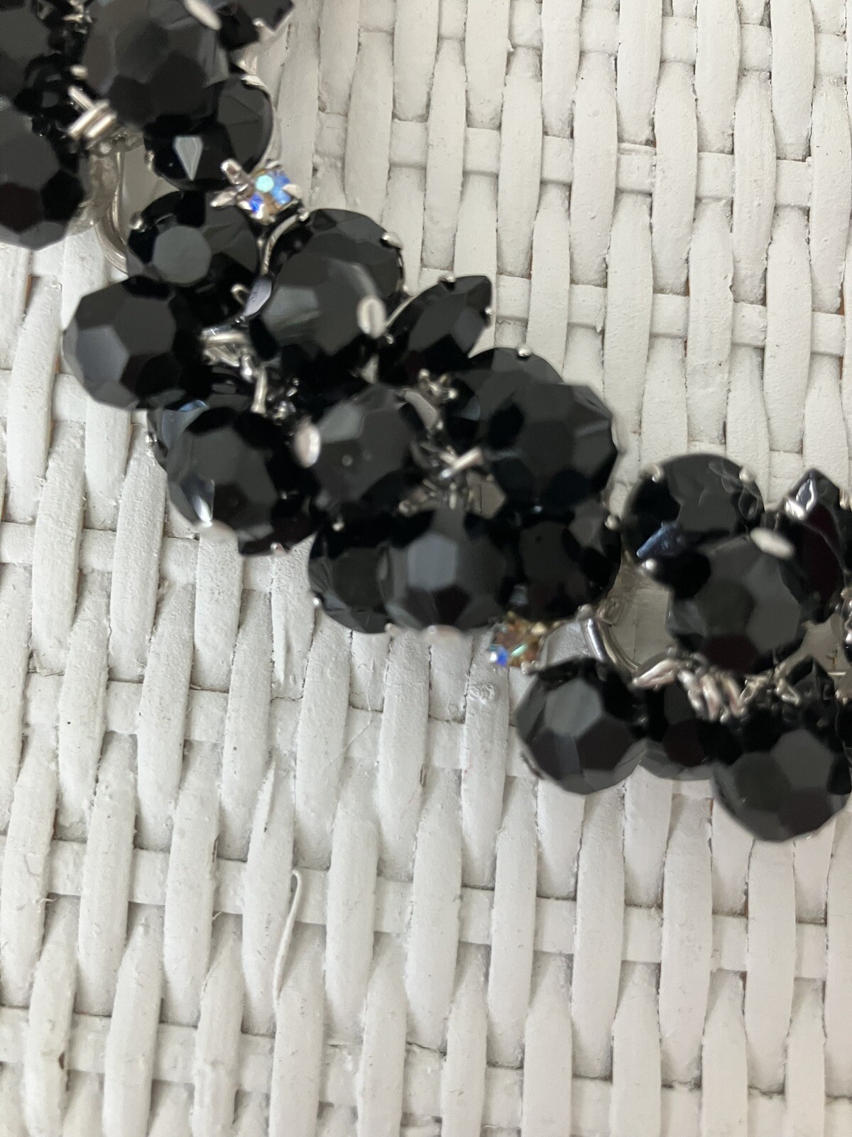 RARE! JULIANA Jet Black Cha Cha Dangle Bead Bracelet AB Rhinestone Clasp! Mint!