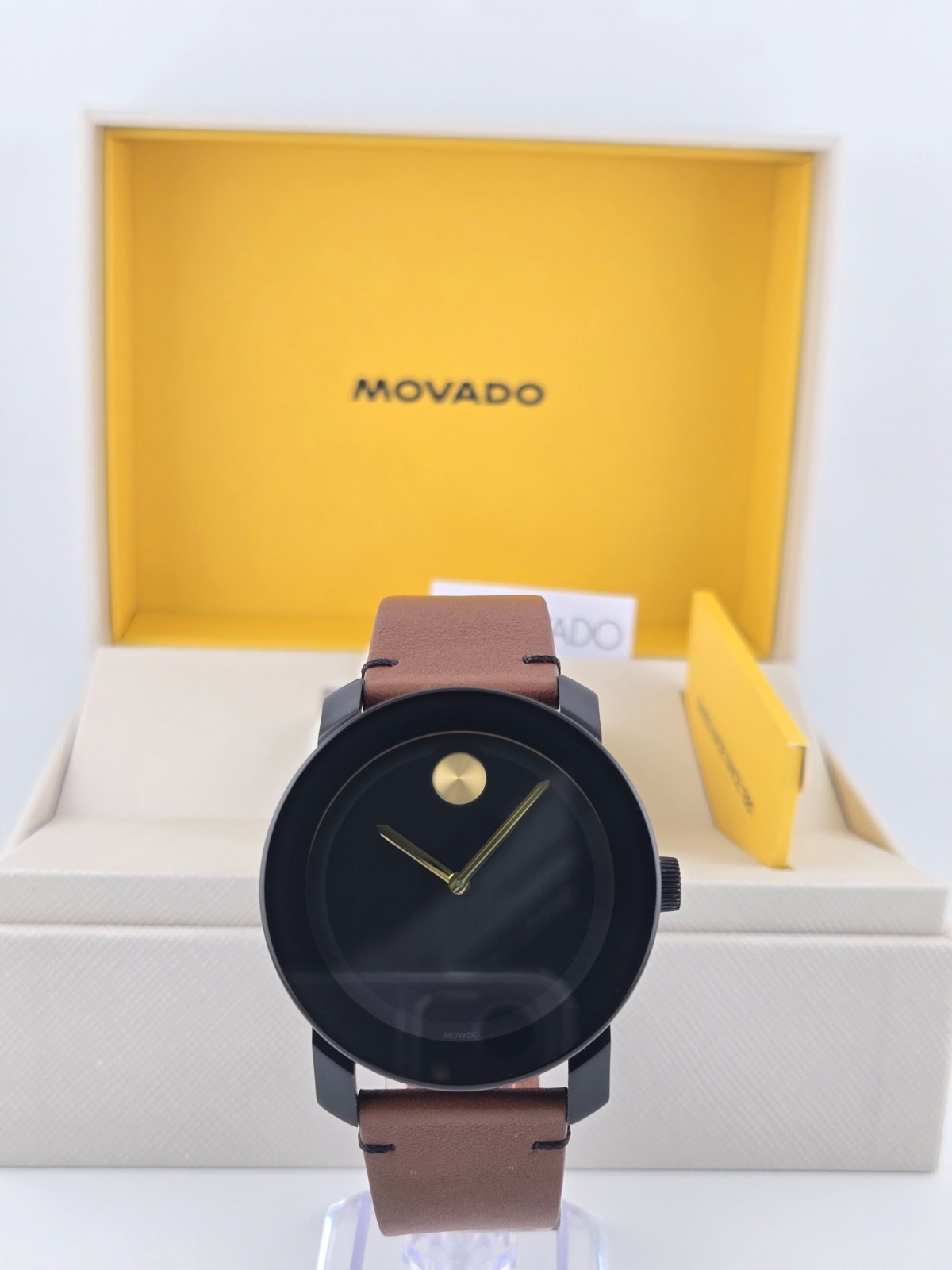 Movado Men’s Bold Black Dial Brown Leather Strap Watch – 3600305 ($695 MSRP)