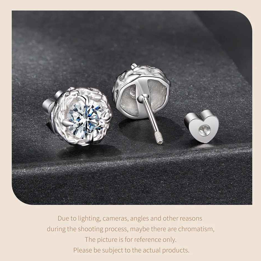 A House Of Jewelry D VVS1 Moissanite Crystal Sugar Stud Earrings 925 Silver GRA