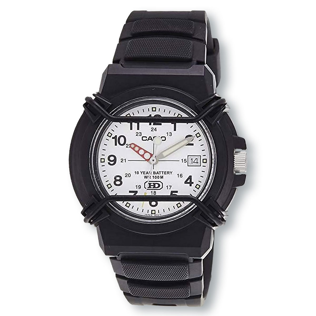 CASIO HDA600B-7B Black Resin Quartz Watch, White Dial