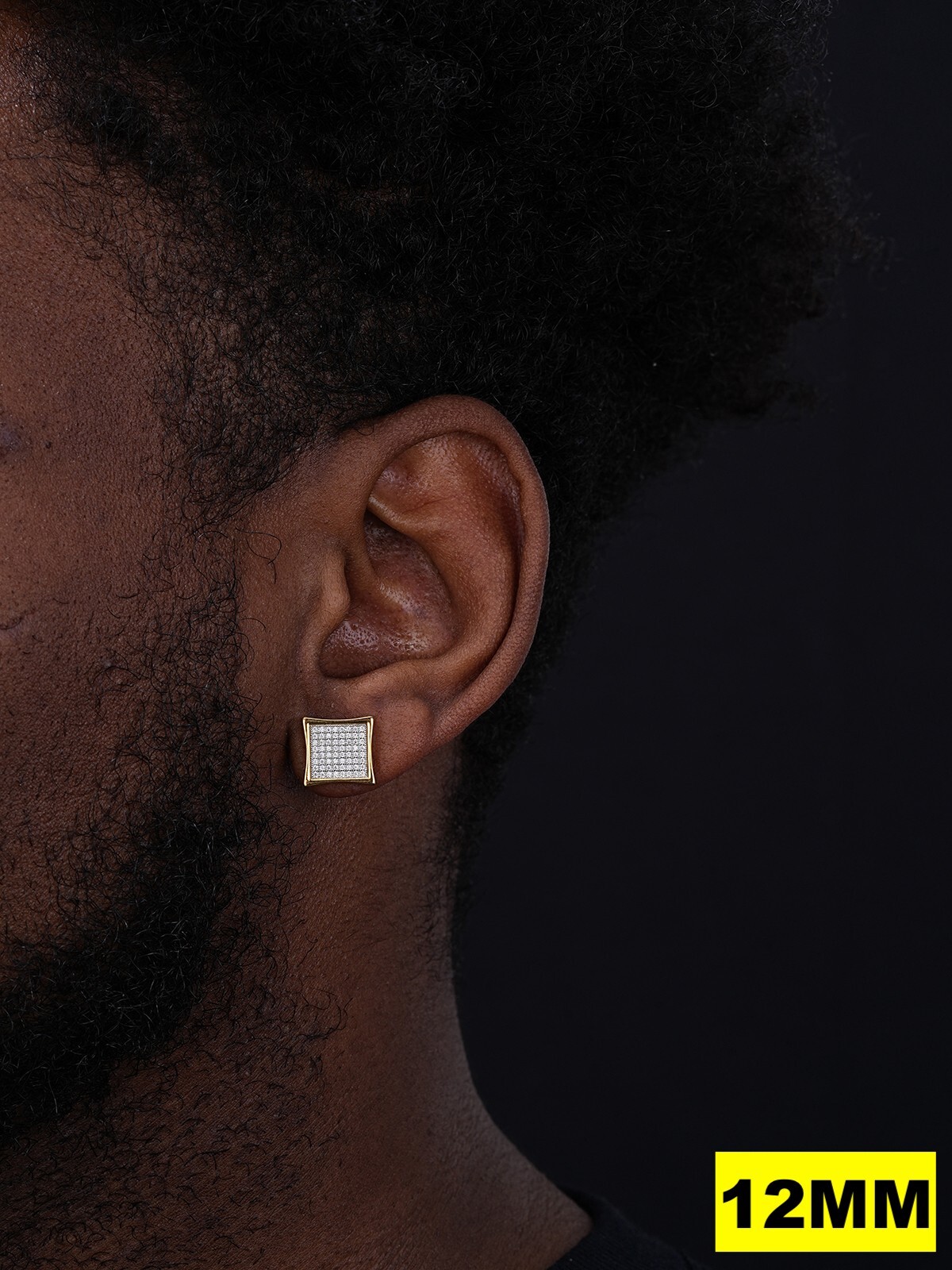 Square Kite Earrings Iced CZ Hip Hop Mens Ladies 4mm-18mm 14k Gold Plated