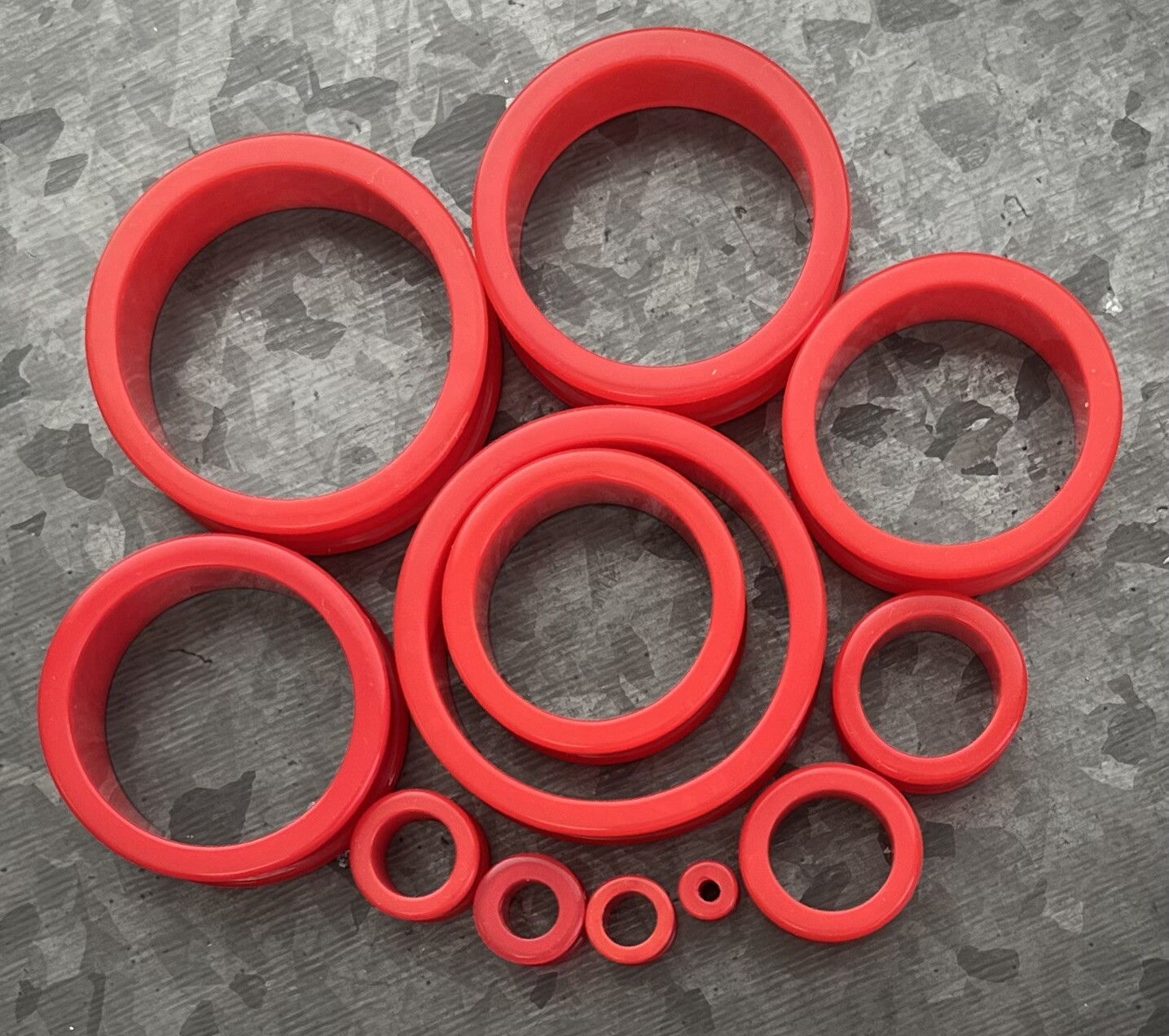 PAIR Red Silicone Tunnels Double Flare Plugs Earlets Gauges up to 2 inch!